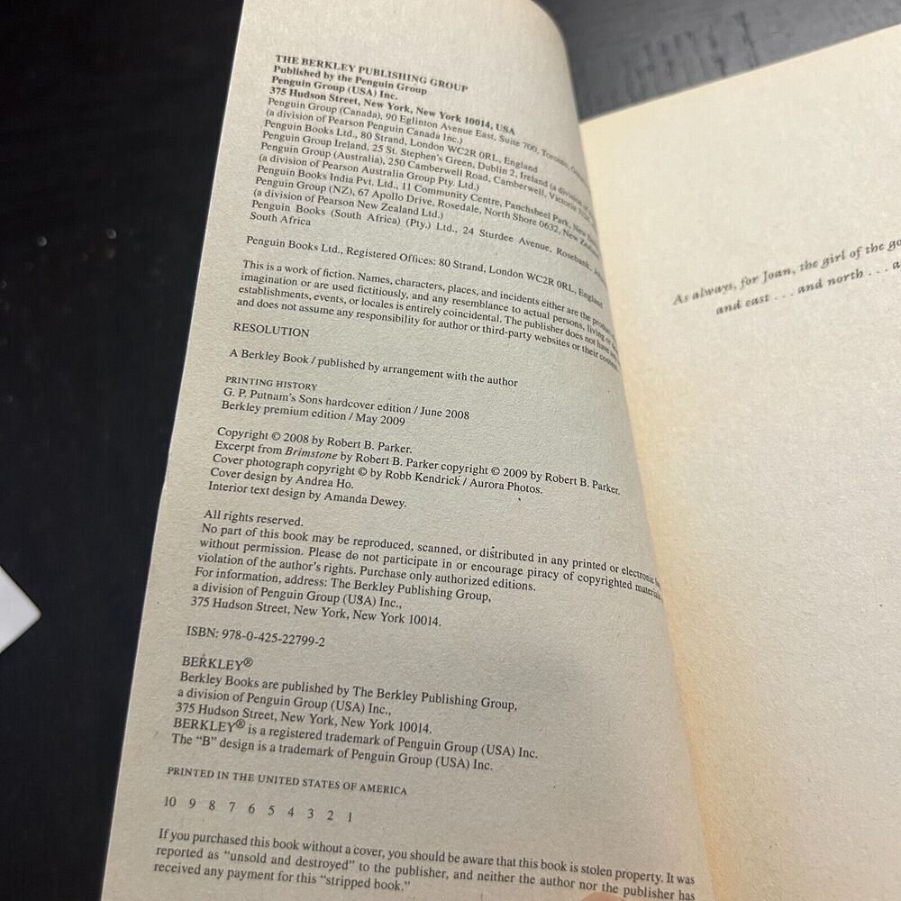 A Cole and Hitch Novel Ser.: Resolution by Robert B. Parker 2009 - Picture 4 of 5